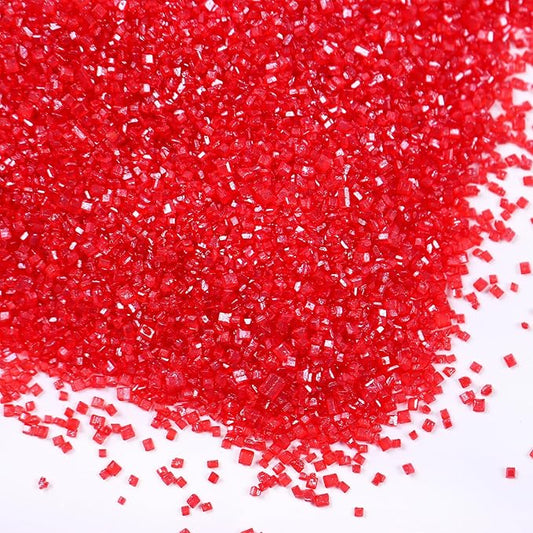 Red Sanding Sugar for Baking Edible Sparkling Sugar Sprinkles Coarse Sugar Crystals for Valentine Cake Decoration Cookie Cupcake Topper Ice Cream Topping Supplies 150g/5.3oz