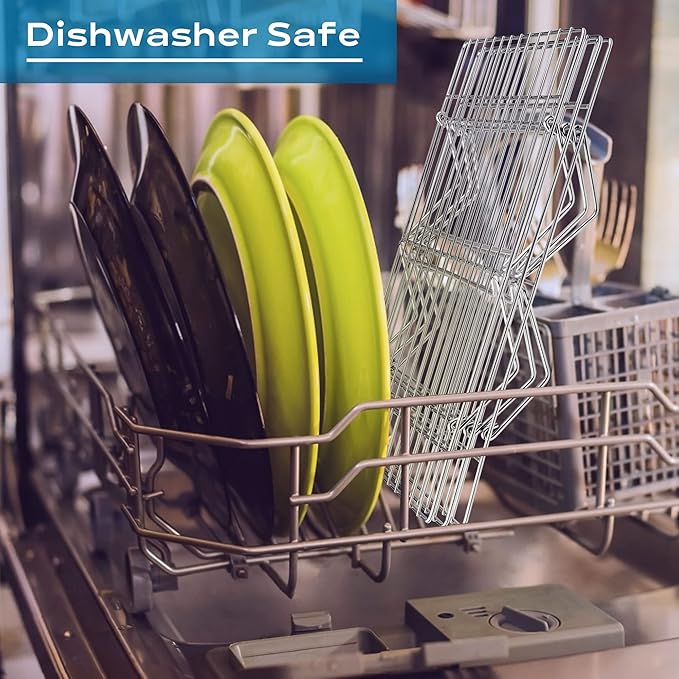 15IN x 10IN Cooling Baking Rack Set of 4, Leonyo 4-Tier Stackable Stainless Steel Wire Baking Cooking Racks Set for Cookie, Pizza, Cup Cake, Raised & Folding Feet