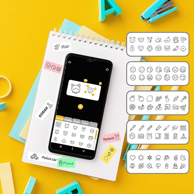 KODAK Label ERA Label Maker Machine Bundle, Yellow (1 Roll Sticker Label & 12 Rolls Set)