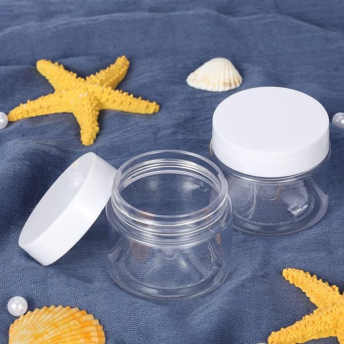 SATINIOR 6 Pack 3 oz Plastic Jars Containers with Lids Wide-mouth Refillable Leakproof Reusable Round Empty Jars for Travel Cosmetic Dry Food Spice Candy Cookie Home Kitchen Organizing(White)