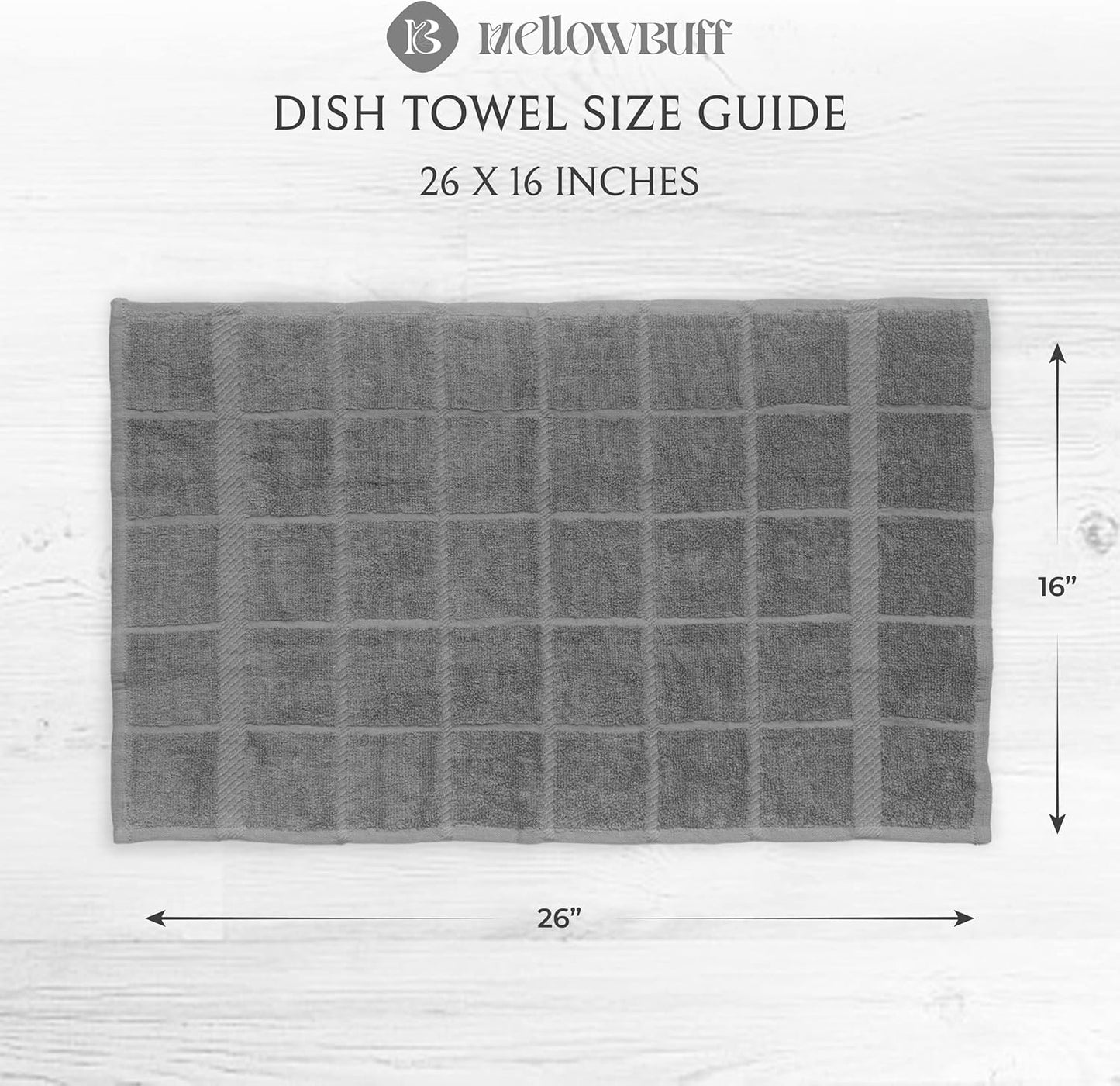 100% Cotton Terry Dish Towels, 4 Pack Plain, 16 x26 Inches, Super Soft and Absorbent Kitchen Towels, Perfect for Kitchen Cleaning and Dish Washing | Light Gray