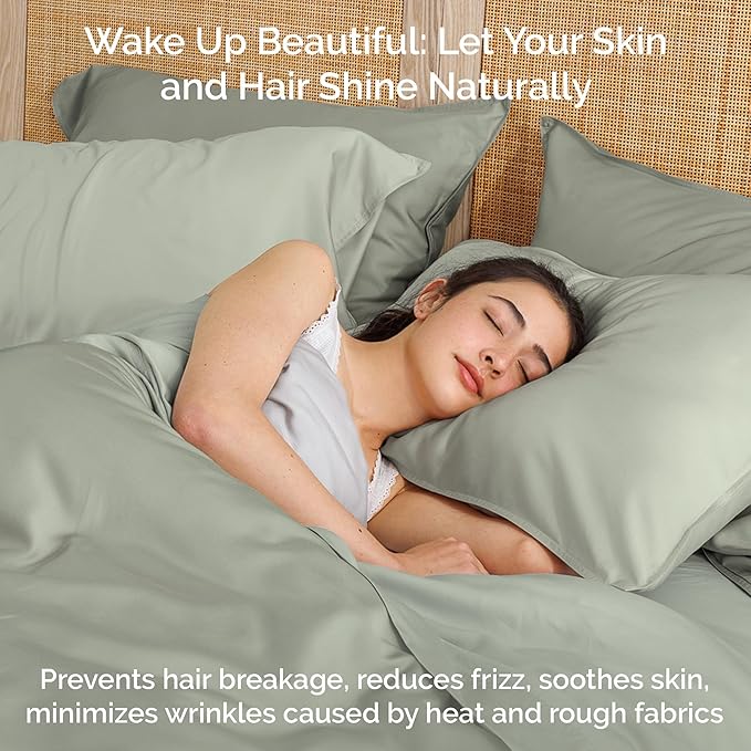 100% Viscose from Bamboo Sheets Full Size, Super Soft Bedding Set, 4 PC Cooling Sheets for Hot Sleepers, Vegan Silk Moisture Wicking, Organically Grown Bedsheet, Sage - 54" x 75"