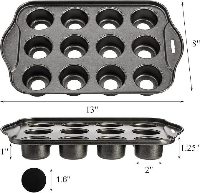 Tosnail 2 Pack 12 Cavity Mini Cheesecake Pan with Removable Bottom