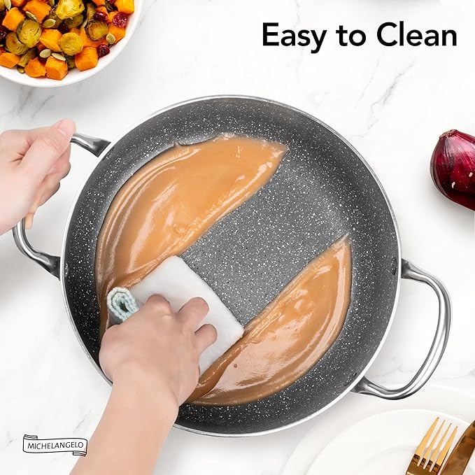 MICHELANGELO 5 Quart Stock Pot with Lid, Nonstick Soup Pot with Lid, Induction Pot for Cooking, 5 Qt Pot with Lid, Non Stick Pot for Kitchen, Stockpot with Stainless Steel Handle, Oven Safe