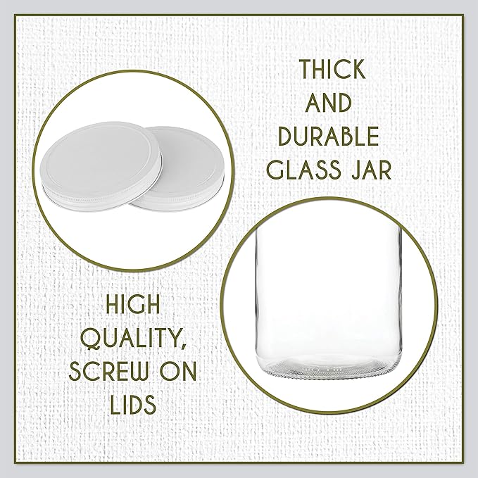kitchentoolz 1 Gallon Glass Jar with Lid – Wide Mouth Large Glass Jar for Fermenting, Pickling, Canning, Water Glassing Eggs, Kombucha, and Food Storage – BPA-Free, Made in USA (2-Pack)