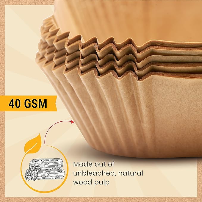 Air Fryer Liners for Ninja Foodi Dual – 125Pcs Disposable Parchment Paper for Ninja DZ201 DZ401, Instant Pot Vortex Plus, PowerXL Vortex – Non-Stick and Oil Proof for Easy Cleanup by Baker's Signature