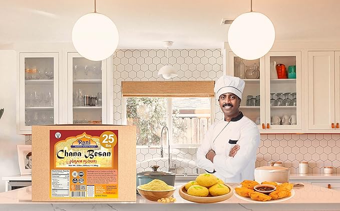Rani Chana Besan (Chickpeas Flour, Gram) 400oz (25lbs) 11.36kg Bulk Box ~ All Natural | Vegan | Gluten Friendly | NON-GMO | Kosher | Indian Origin