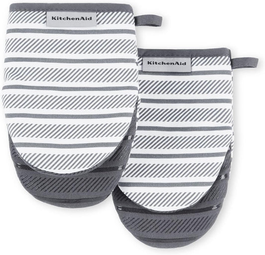 KitchenAid Albany Mini Oven Mitt 2-Pack Set, Charcoal Grey, 5.5"x8"