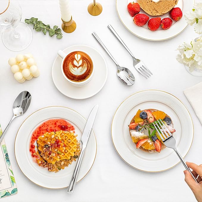 KINGSTONE Silverware Set, 40-Piece Forged Flatware Set Cutlery Set Premium Stainless Steel, Service for 8, for Kitchen, Home, Wedding, Party, Mirror Polished and Dishwasher Safe