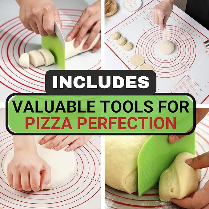 Large 20 inch Baking Stone for Oven, with Silicone Mat and Dough Tool - Pizza Stone for Grill - Rectangular Pizza Oven Stone - Bread Baking Stone - Thick Heavy Duty Stone 20" x 13.5" x 0.6"