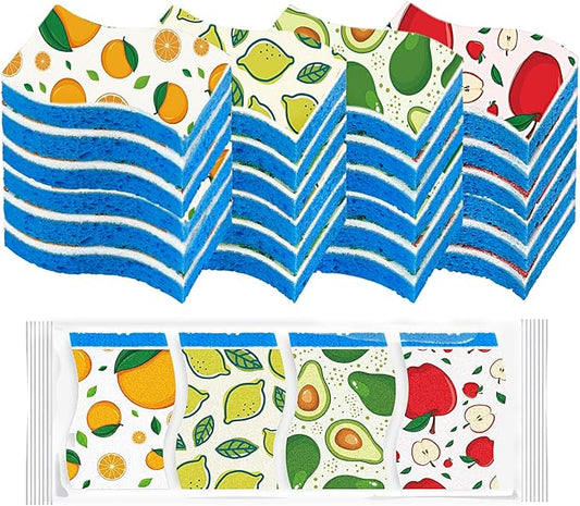 AIDEA Sponges Kitchen, Non-Scratch Scrub Sponge-24Count, Sponges for Non-Stick Cookware, Cellulose Sponge for Dishes, Cleans Fast Without Scratching, Cleaning Power for Kitchen, Bathroom, Household
