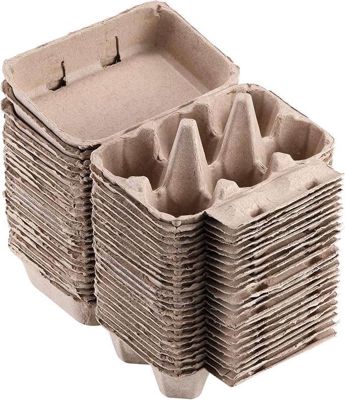 Half Dozen Vintage Egg Cartons 25 Pack, Blank Natural Pulp 6 Count Carton for Chicken Eggs Reusable, Storage Tray Strong for Holds Up to Six 6 Egg Cardboard Paper Holder Container for Refrigerator