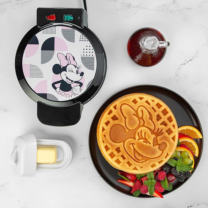 Uncanny Brands Disney Minnie Mouse Waffle Maker – Non-Stick Round Waffle Iron – Easy to Use and Clean