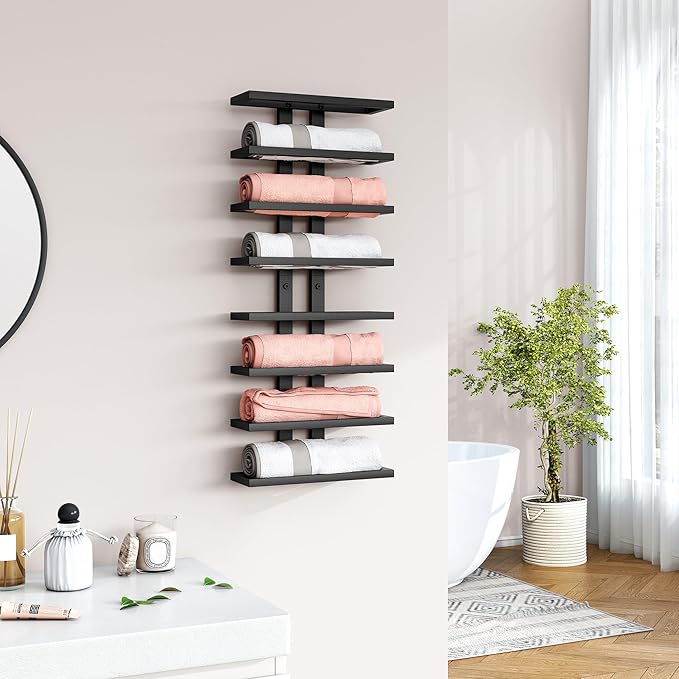 Hoctieon 3-Set 8 Tier Wall Mount Wine Rack (24 Tiers), Wall Racks for Wine Bottles Display and Storage, Hanging Bottle Organizer for Living Room, Dining Room, Wine Cellar, Bar, Black