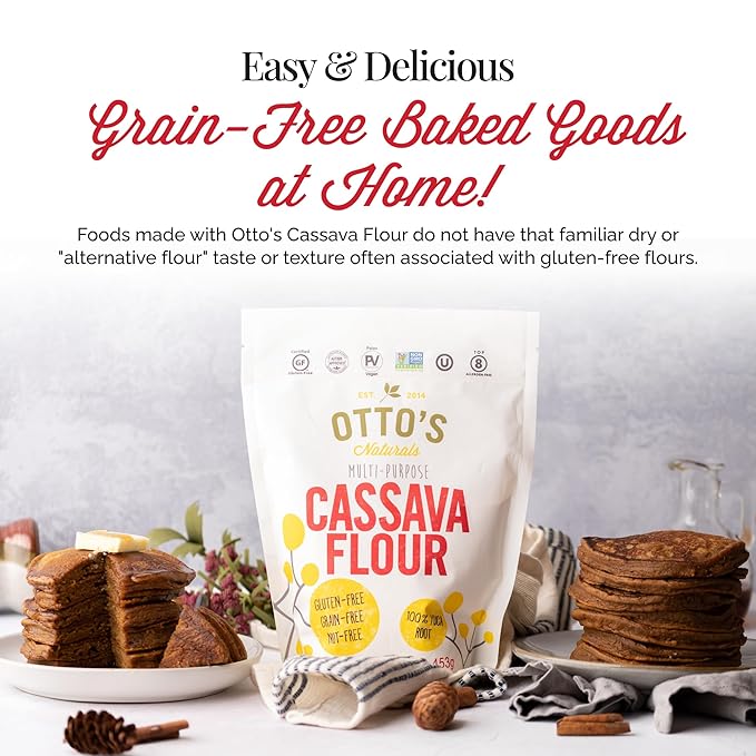 Otto's Naturals Multi-Purpose Cassava Flour, Non-GMO, Gluten-Free, Grain, Nut and Gum-Free, 1-to-1 Wheat Alternative, Paleo, AIP, 1 lb