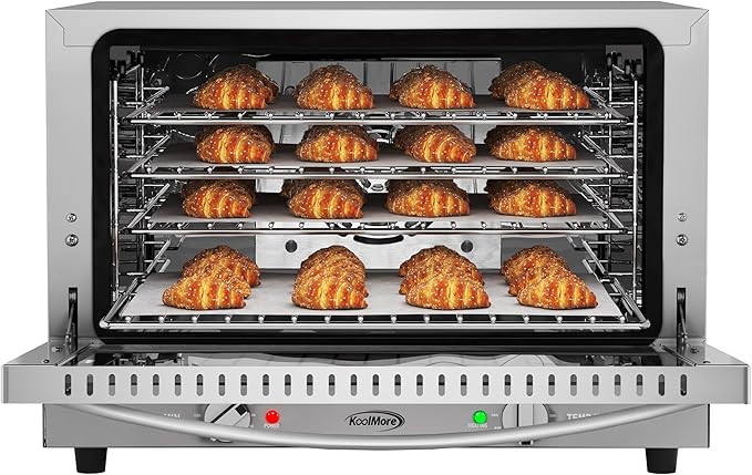 KoolMore 23 in. Commercial Countertop Convection Oven for Half-Size Pans with 4 Racks 1600W of Power in Stainless-Steel, ETL Listed for Safety and Sanitation (KM-CTCO-15)
