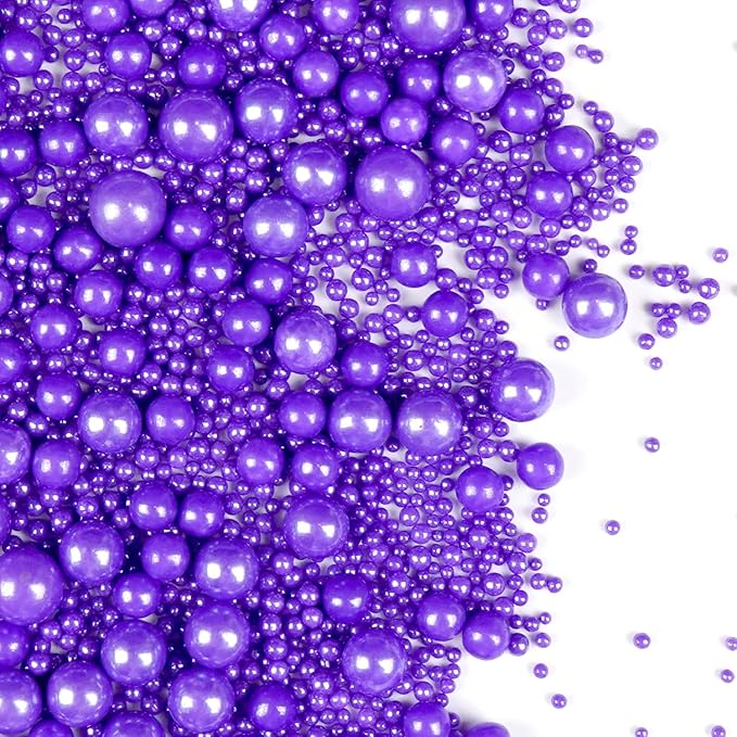 Purple Pearl Sprinkles for Cake Decorating, Edible Pearl Candy, 150g/5.29oz Mix Size, Baking Cake Decoration, Cupcake, Cookie, Holiday, Valentine's Day, Wedding Party, Christmas Supplies