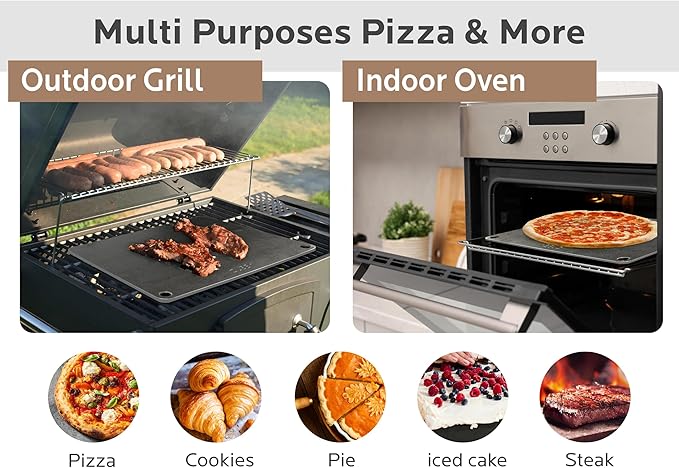 OLEEK Pizza steel Sheets for oven - Metal baking steels sheets for oven - Pizza steel 16x13.4 inches - Steel pizza stone for oven - Baking steels pro pizza - Baking stone for oven