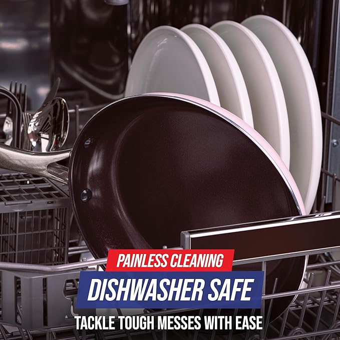 Blue Diamond Cookware Diamond Infused Ceramic Nonstick 10" Frying Pan Skillet, PFAS-Free, Dishwasher Safe, Oven Safe, Pink