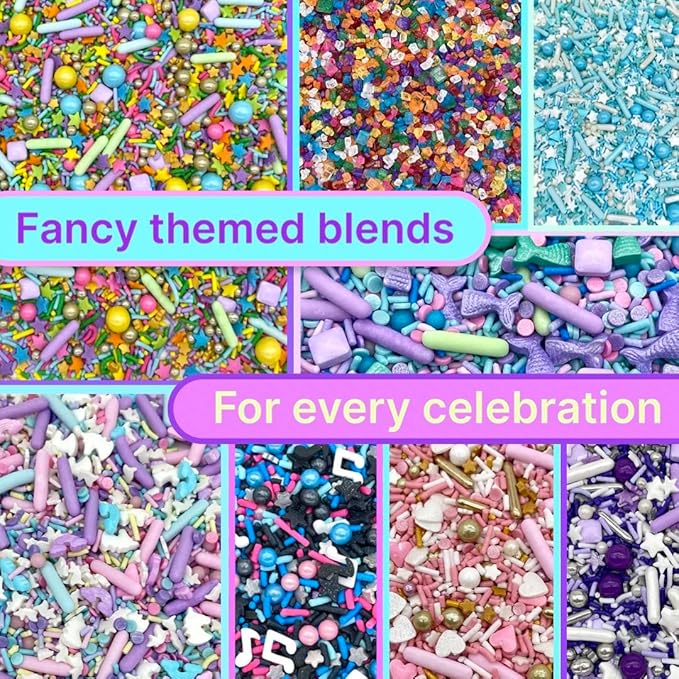 Manvscakes Sprinkles- Edible Cake and Cupcake Sprinkles with Assorted Shapes and Sizes, Metallic Sprinkle Mix for Cookies, Ice Cream, Cake and Cupcake Decorating, 4 oz (Pink, Black, and Blue)