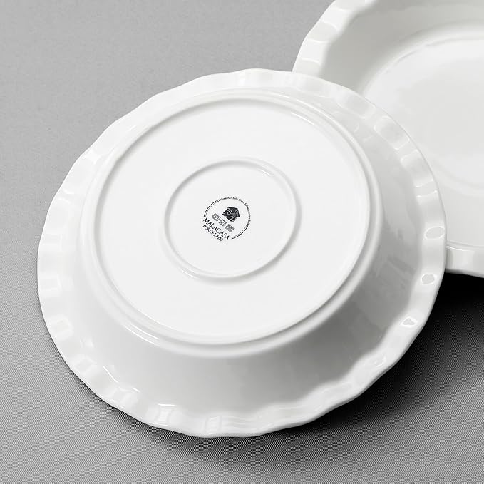 MALACASA Ceramic Pie Pan, Pie Pan for Baking 9 Inch, 40 OZ Pie Plate Round Pie Dish for Baking Fluted Pie Dish Baking Pan, Non Stick Deep Pie Dishes for Quiche, Apple Pies, Pot Pies, Tart, etc.
