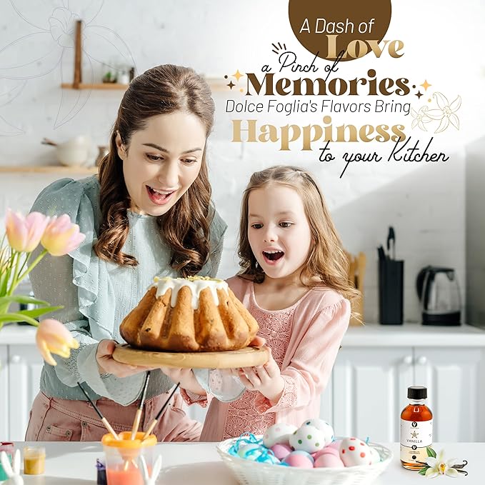 Dolce Flav Vanilla Extract – 2 Ounce Water-Soluble Kosher, Sugar-Free, Concentrated Vanilla Flavoring for Baking, Cookies & Desserts, Includes Measured Dropper