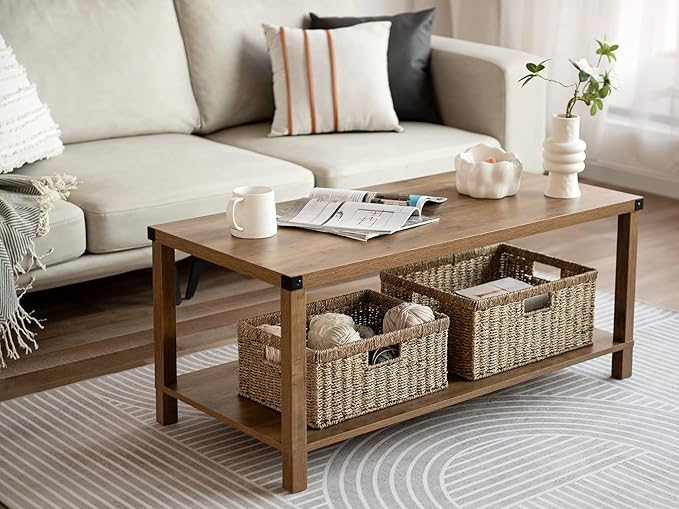 StorageWorks Large Wicker Baskets for Organizing, Seagrass Storage Basket with Built-in Handles for Pantry, Entryway, Living Room, 1 Pack