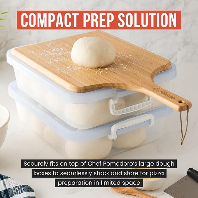 Chef Pomodoro 2-in-1 Bamboo Pizza Peel - Cutting & Serving Board | 12" Perfect Dough Transition & Space-Saving Design for Pizza Prep & Serving | Nestles with Dough Boxes