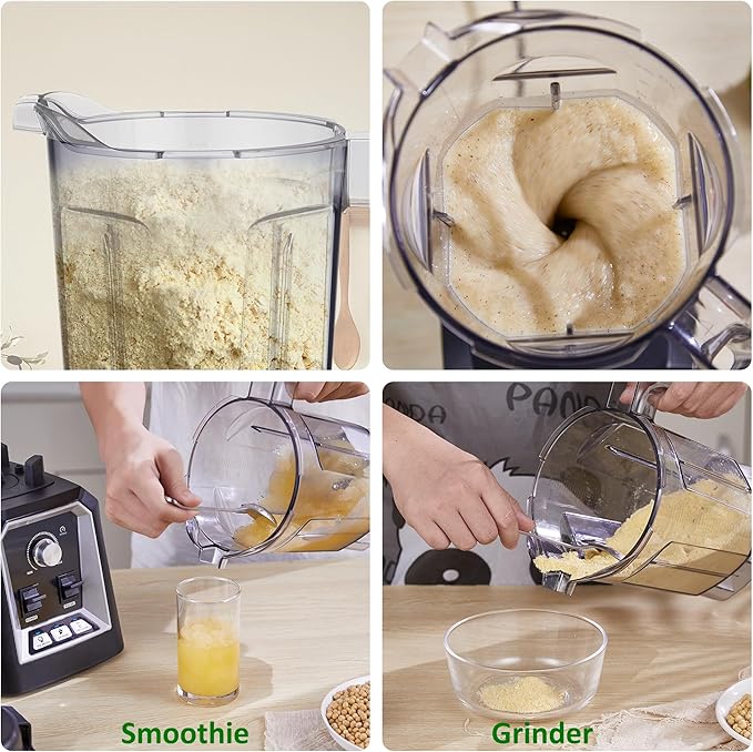 Biolomix Professional Blender, 2200W 3 Automatic Program Blender For Kitchen,2L capacity with 600ML Portable Bottle,Smoothie Blender for Smoothie, Soup,Baby food,Grain grinding（Black）