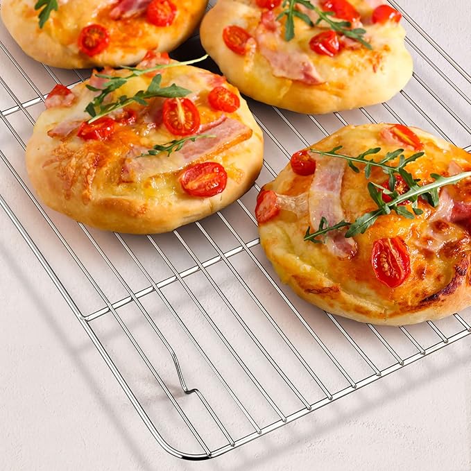 Baking Sheet with Rack Set, E-far 16”x12” Stainless Steel Cookie Sheet Pan for Oven, Rimmed Metal Tray with Wire Cooling Rack for Cooking Roasting Resting Bacon Meat Steak - Dishwasher Safe