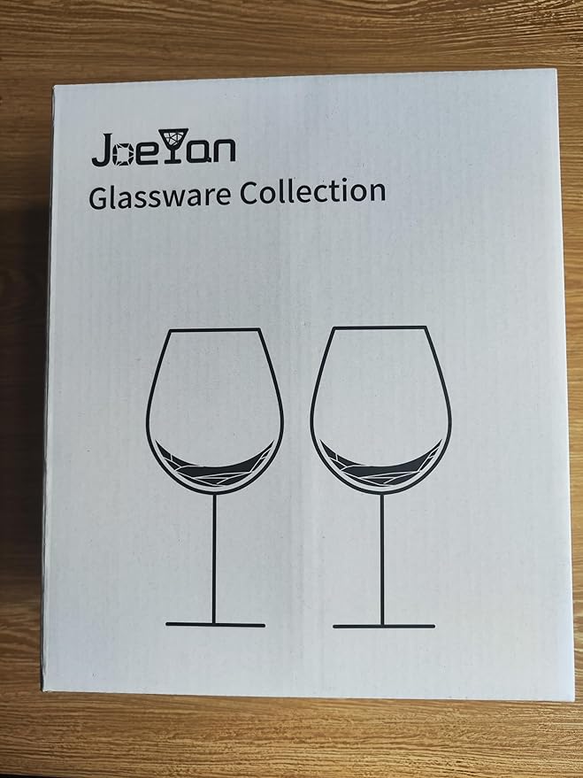 Joeyan Handmade Blue Crackle Wine Glasses,Large Crystal Burgundy Wine Glass Cup with Stem,Red White Wine Goblet Tumbler,Aesthetics Glassware Collection,Set of 2,21 oz