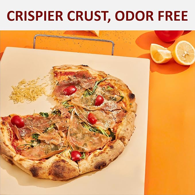 18 Inch Pizza Stone, 16x18 inch Stone for oven and grill - Durable Ceramic Pizza Stone, Heat Resistant up to 1,472°F, Perfect for Homemade Pizza, Bread and More (16x14 inch)