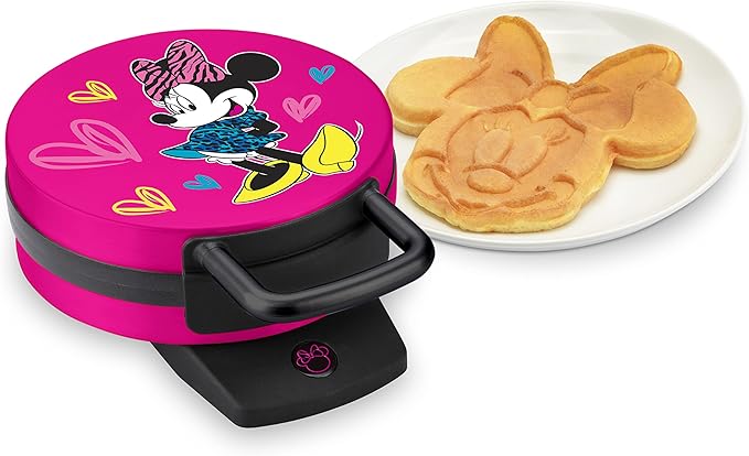 Disney Minnie Mouse Waffle Maker by Select Brands - Premium Minnie Mouse Kitchen Accessory - Kitchen Appliance for Disney Lovers - 7" Waffles, Pink