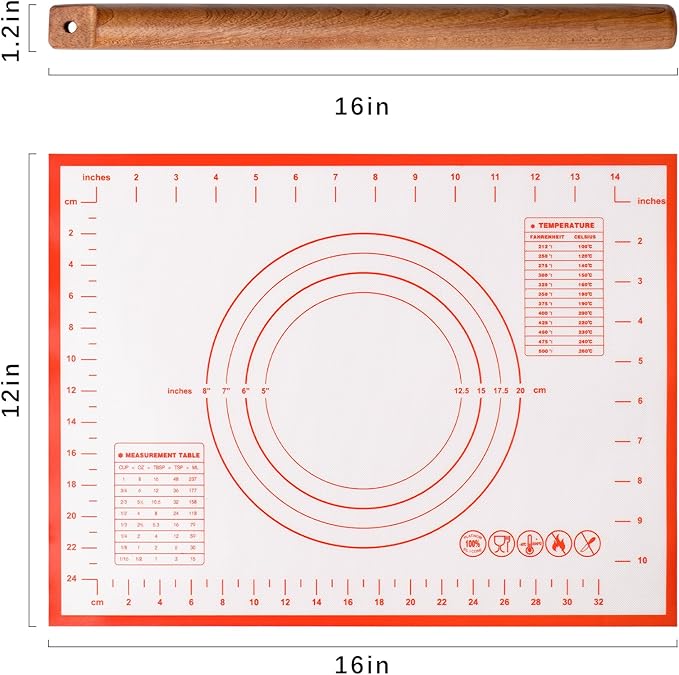 Versatile Rolling Pin for Dough - Sapele Wood Rolling Pin with Unique Hanging Hole Design - Perfect for Baking, Pies - Pastries, Elegant Wooden Rolling Pins - Your best 16 Inches French Rolling Pins