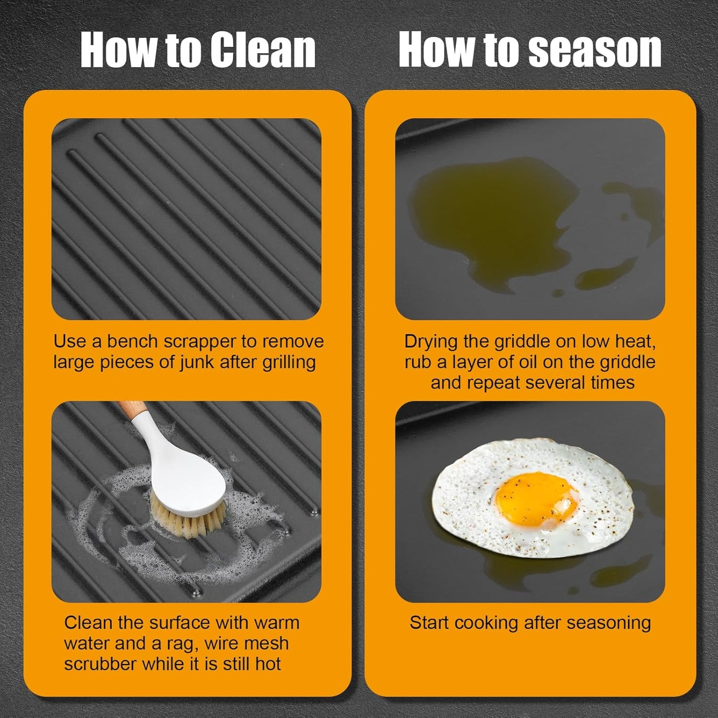 2-in-1 Reversible 17.48” x 12.48” Pre-Seasoned 11242 Cast Iron Griddle for Broil King Baron, Crown, Crown Pellet Series Grill, Flat Griddle Top Plate for Gas Stove/Charcoal/Electric/Propane/Gas Grill