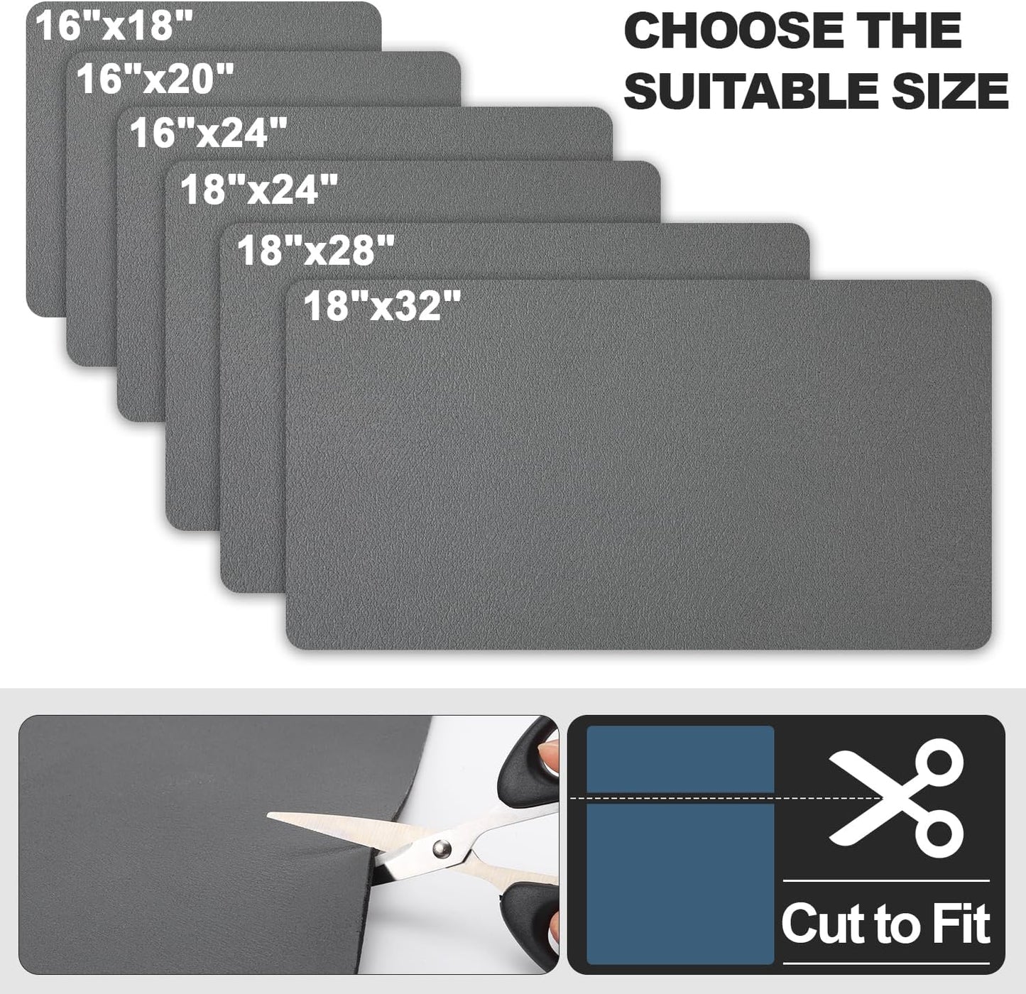 Dish Drying Mat for Kitchen Counter | Coffee Bar Mat for Countertops | Heat Resistant Drainer Mat with Non-slip Rubber Backed | Hide Stain Kitchen Absorbent Draining Mat | Dark Grey 16"x20"