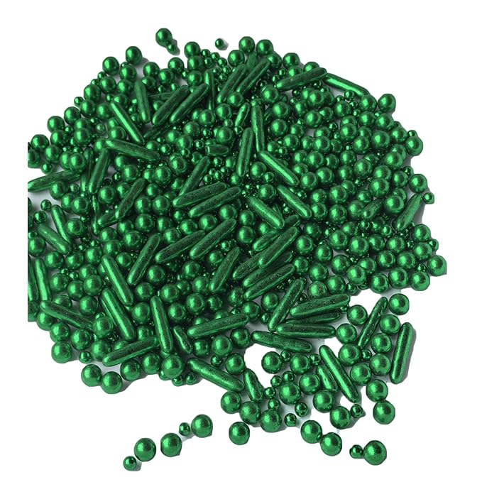Sprinkles Green Pearl Sugar Candy Mix Size Baking Cake Decorations Cupcake Toppers Celebrations Shaker Jar Wedding Shower Party (120g/4.2oz）