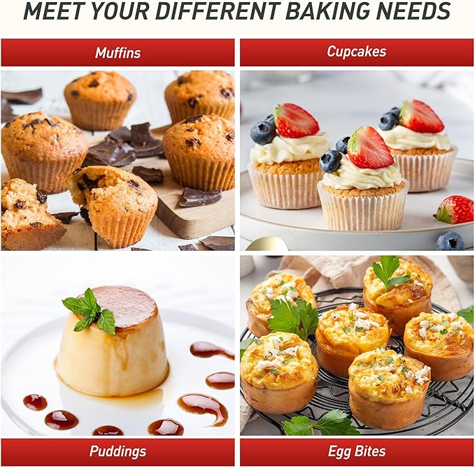 2 Packs 6 Cups Silicone Muffin Pan with Metal Reinforced Frame Jumbo Size Cupcake Pan Tray Egg Bites Cookie Molds Muffin Tin Tart Pans Moldes De Silicona Para Gelatina Hornear Flan Chocoflan
