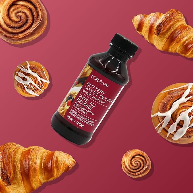 LorAnn Oils Buttery Sweet Dough Bakery Emulsion: Authentic Taste, Ideal for Amplifying Sweet Bready Notes in Baked Goods, Gluten-Free, Keto-Friendly, Essential for Your Kitchen, 4 Oz