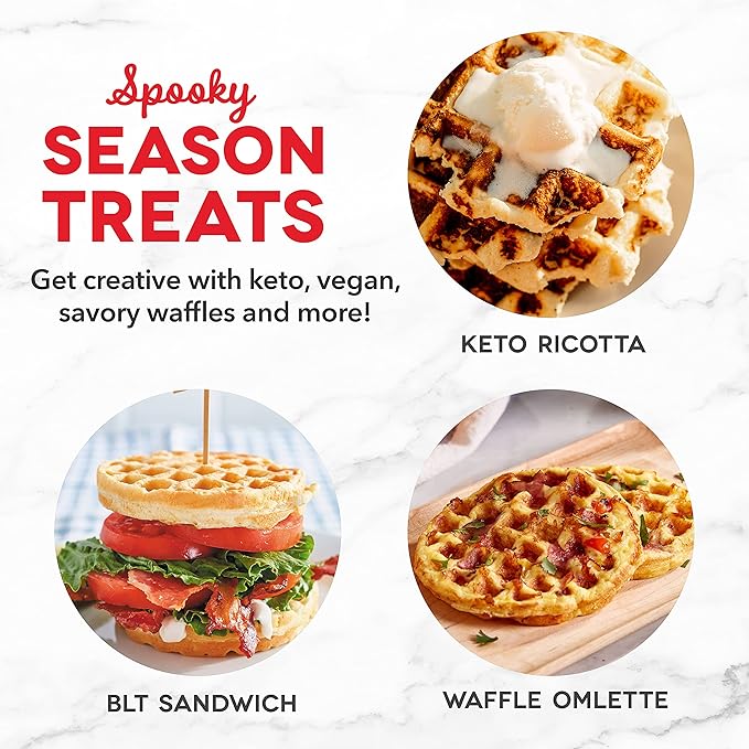 Dash Mini Waffle Maker (2 Pack) for Individual Waffles Hash Browns, Keto Chaffles with Easy to Clean, Non-Stick Surfaces, 4 Inch, Halloween, Black and Orange