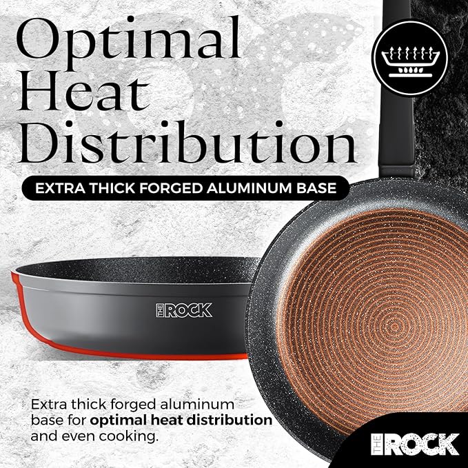 THE ROCK SOHO 11-Inch Non Stick Frying Pan – Nothing Sticks, Never Warps, Lasts Longer, Healthy Skillet with Heat-Resistant Handle, PFOA Free, Oven & Dishwasher Safe, Black