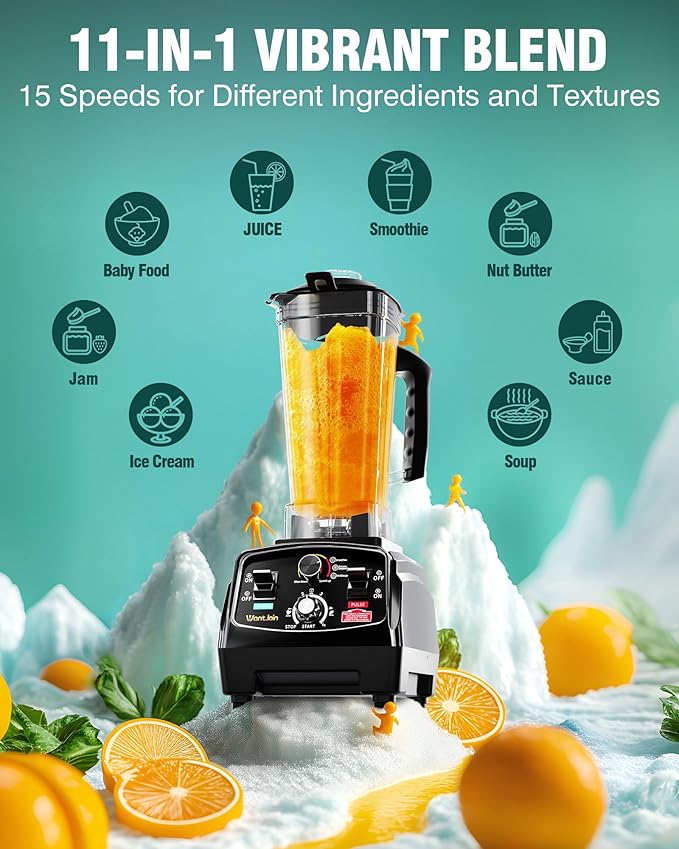 WantJoin Smoothie Blender 1800W Powerful Blenders for Kitchen 68 Oz Large Capacity and BPA-Free Containers with To-Go Cup Countertop Blender for Smoothies, Ice Crushing & Frozen Drinks