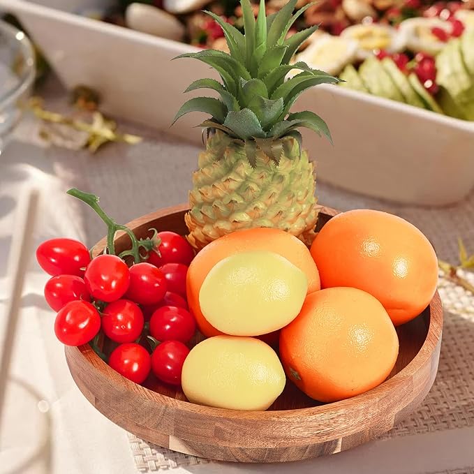 9 Inch Acacia Wood Lazy Susan Organizer for Cabinet, Lazy Susan Turntable for Countertop Table Pantry, Kitchen Turntable Storege Container