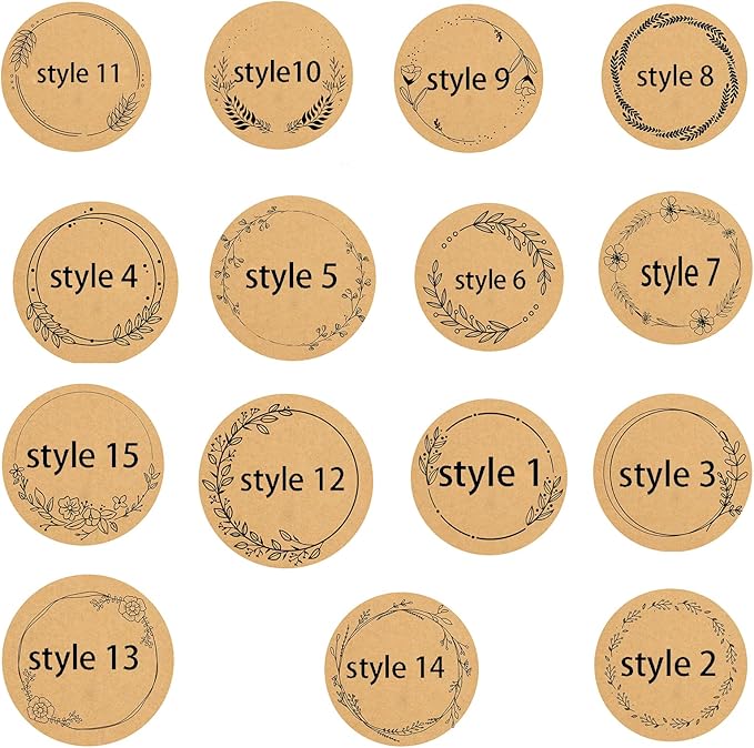 Custom Stickers Kraft Paper Labels Personalized Withe Text, Business Logo Customized Food Jars Labels Bakery Label Sticker Package Favor Canning Circle 100pcs (Style 6)