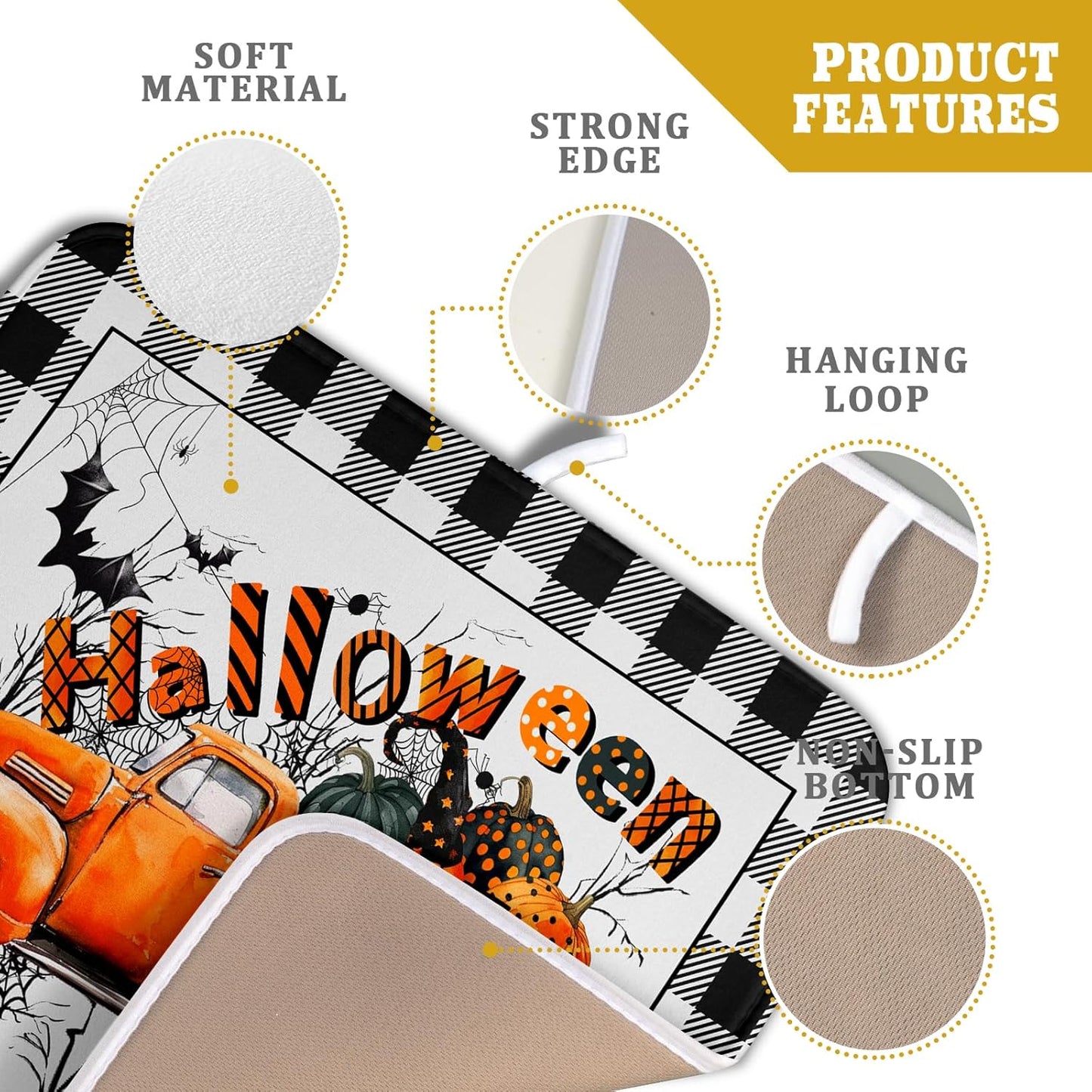 Holiday Truck Dish Drying Mat - Orange Holiday Absorbent Microfiber Dish Drying Pad for Kitchen Counter