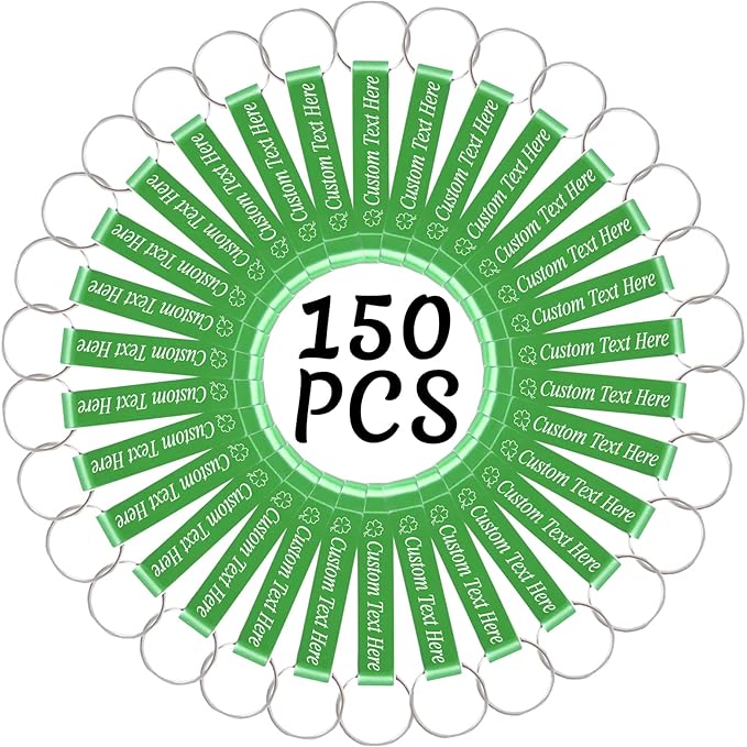 150PCS Personalized Bottle Opener Keychain Bulk Custom Beer Bottle Opener with Logo Text Engraved Wedding Bottle Opener Favors Customized Gifts for Guests Baby Shower Birthday Party-Green