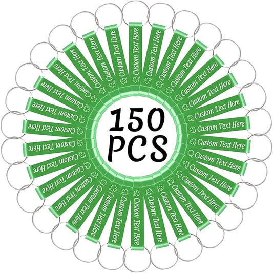 150PCS Personalized Bottle Opener Keychain Bulk Custom Beer Bottle Opener with Logo Text Engraved Wedding Bottle Opener Favors Customized Gifts for Guests Baby Shower Birthday Party-Green