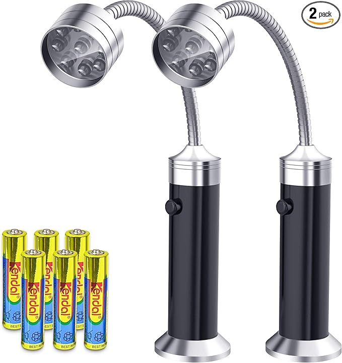 Barbecue Grill Light Grilling Accessories for Outdoor, BBQ Magnetic LED Lights Flexible Gooseneck Weather Resistant, Men Dad Gifts Batteries Included 2 Pack (Black)