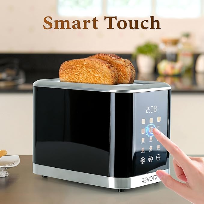 2 Slice Toaster Stainless Steel with LED Display, Extra Wide Slots, 6 Shade Settings, Defrost/Reheat/Cancel, Removable Crumb Tray – Compact Toaster for Bagels & Waffles