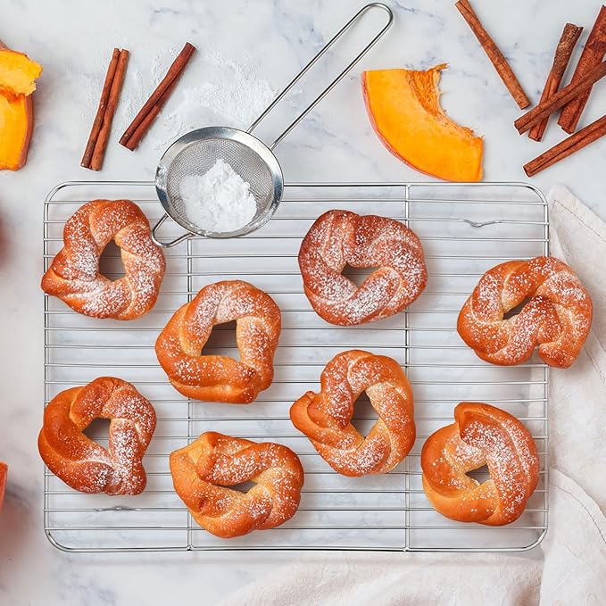 Stainless Steel Baking Sheet with Rack Set, E-far 12.4”x9.7” Cookie Sheet Broiling Pan for Oven, Rimmed Metal Tray with Wire Rack for Cooking/Baking/Cooling/Bacon, Non-toxic & Dishwasher Safe